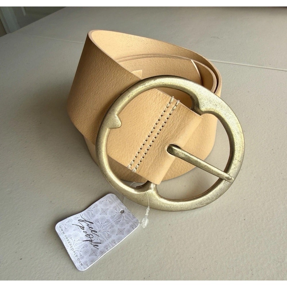 NWT We The Free Brando Leather Hip Belt Bronze  Buckle Tan Sz L Y2K Boho